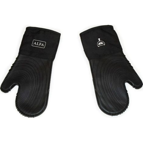 Alfa Forni Guantes de Horno de Silicona Negro Resistentes 220°C (1/3)