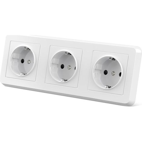 Prise Schuko à 3 prises, prise encastrée (16 A/250 V), prise standard UE séparée 224 x 82 mm, pour chambre à coucher, cuisine (1/5)