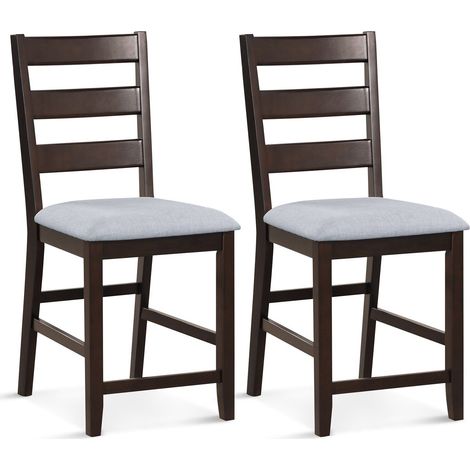 Set of 2 Bar Stools Counter Height Chair Pub Dining Chairs With Padded Seat (1/5)