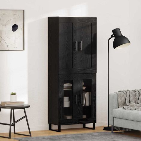 Highboard Schwarz Eichen-Optik 69,5 x 34 x 180 cm Holzwerkstoff