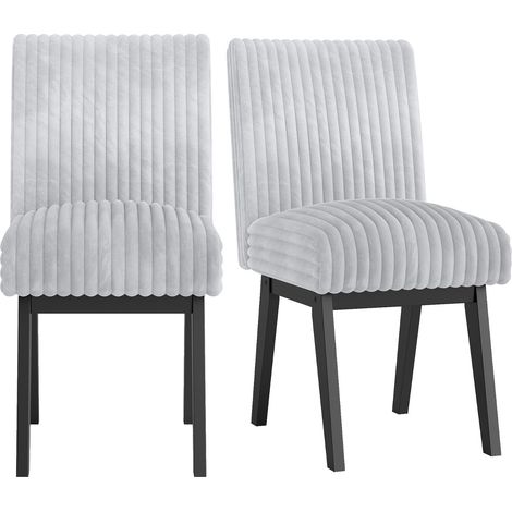 Set di 2 sedie da pranzo, seduta imbottita, gambe in legno di caucciù, grigio