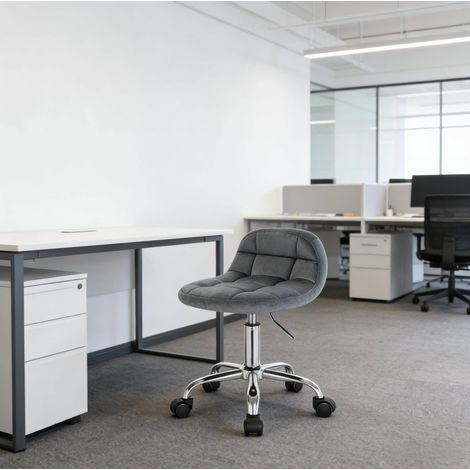 Chaise de bureau pivotante réglable velours gris OKMYHOME (1/5)