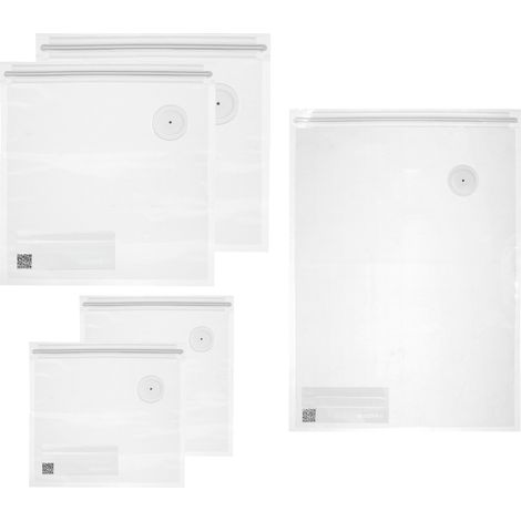 Guzzini - SAVE-IT Set 5 Sacchetti per Sottovuoto Riutilizzabili, 2 Misura M 21x22, 2 Misura L 30x34, 1 Misura XL 45x32 - Trasparente - 12340252 (1/5)