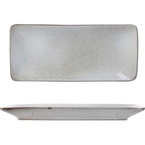 Set de 2 plats rectangulaire en céramique au grés du temps gris (22x10cm) - GALET
