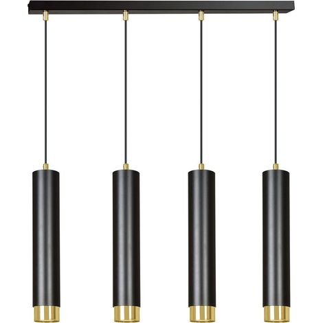 Suspension Emibig KIBO 4 spots GU10 noir/doré 60cm (1/5)