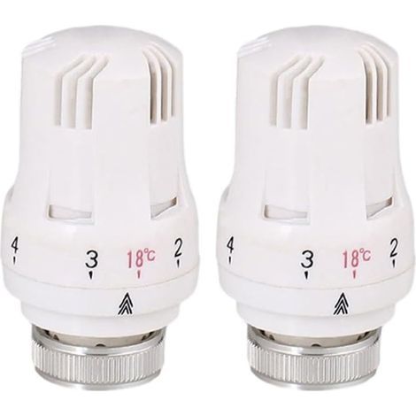 Set mit 2 thermostatischen Heizkörperventilen mit M30 x 1,5 Gewinde, einstellbarem Temperaturbereich von 6 bis 28 °C und Frostschutzfunktion für Heizsysteme in Wohn- oder Büroräumen, Weiß (1/5)