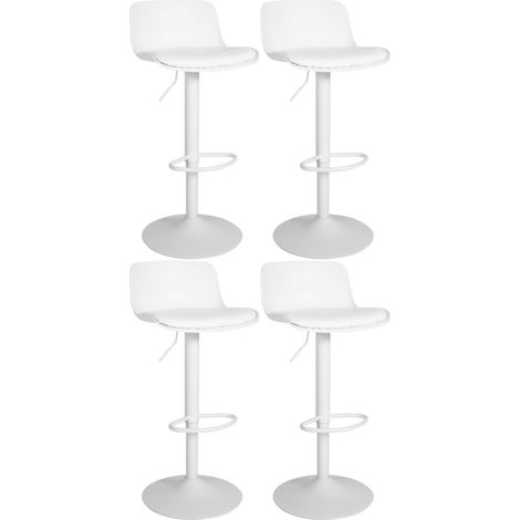 Set di 4 sgabelli da bar con altezza regolabile e seduta girevole struttura in plastica bianca e metallo 100006805