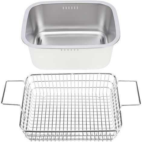 Spülschüssel aus Edelstahl 304, 7,5 l Mehrzweck-Spülbecken für die Spüle, großes Gemüsebecken, mit Abflusskorb, Creme (1/5)