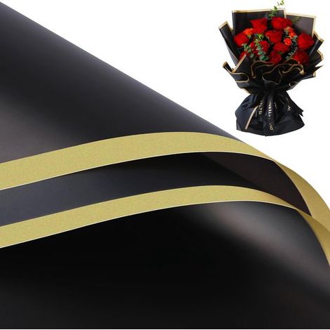 Blumengeschenkpapier, Floristenpapier, Straußpapier, wasserfestes Blumengeschenkpapier aus Kunststoff, 20 Blatt, 57 x 57 cm, Rot (1/5)