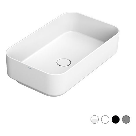 Lavabo da appoggio rettangolare noemi cm 64 x 38 bianco