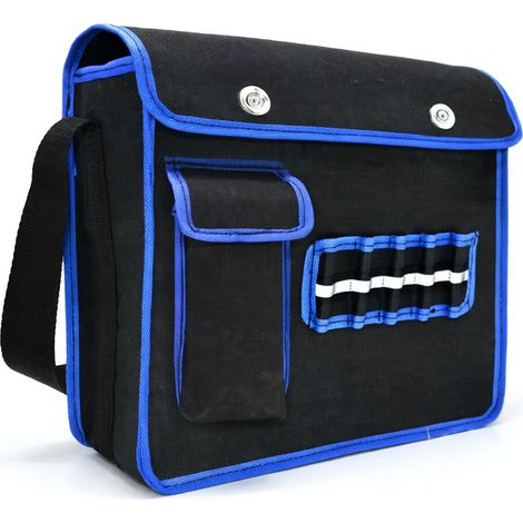 Sac à outils en toile épaisse noir, grand modèle avec porte-gourde (40 x (1/5)
