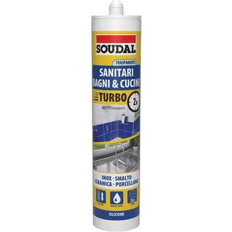 SILICONE ACETICO SANITARI 'TURBO' SOUDAL 300 ml - Trasparente