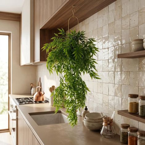 80cm Artificial Trailing Bamboo Plant Hanging Faux Greenery (1/4)