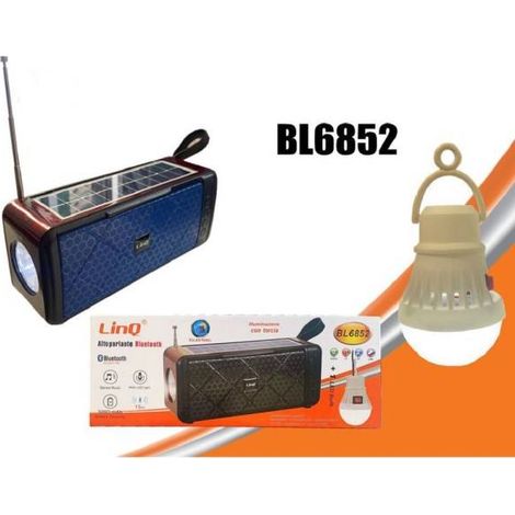 Trade Shop - Altavoz De Altavoz Altavoz Bluetooth Antorcha De Antorcha Panel Solar + Bombilla Led Bl6852 -