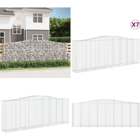 Gabionen mit Hochbogen 7 Stk. 400x50x140/160cm Verzinktes Eisen - Gabionen - Gartenzaun - Gartendeko - Staketenzaun - Gartengestaltung - Home & Living (1/5)