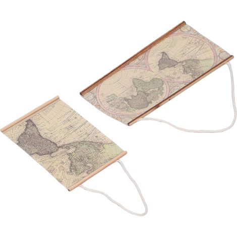 Carte du monde miniature en 2 parties à l'échelle 1:12 pour la décoration murale, impression nette, décoration sans danger pour les poupées, carte du monde pour le salon. (1/5)