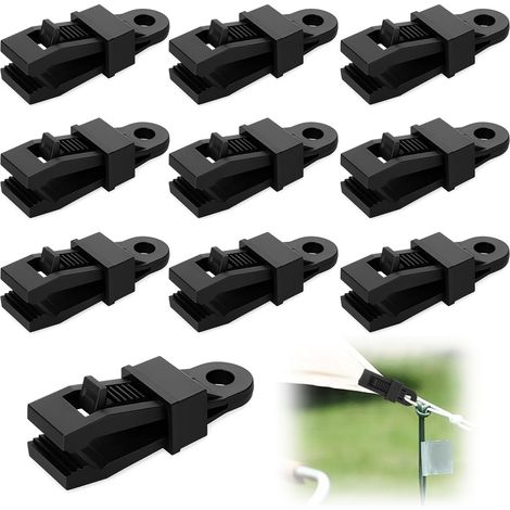 10 Pinces à bâche, Crocodile en polycarbonate, Dents antidérapantes, Trous de fixation, Pour camping et piscine