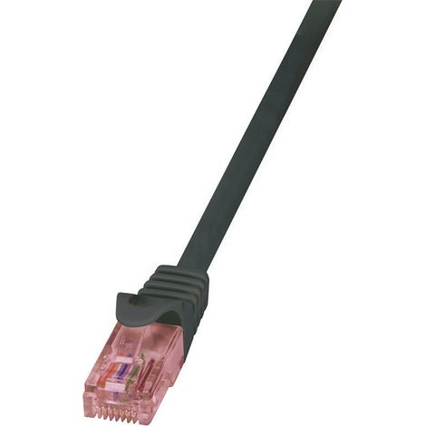 LogiLink CQ2013U RJ45 Patchkabel CAT 6 U/UTP 0.25 m Schwarz Flammwidrig, mit Rastnasenschutz 1 St.