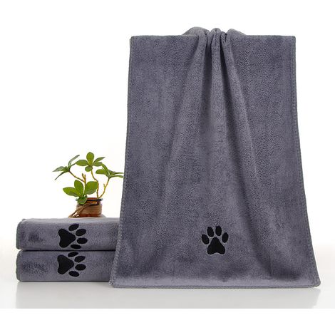 Graues Haustierhandtuch, 35 x 75 cm, 3 Stück. Besonders saugfähig und weich für Katzen und Hunde. (1/5)