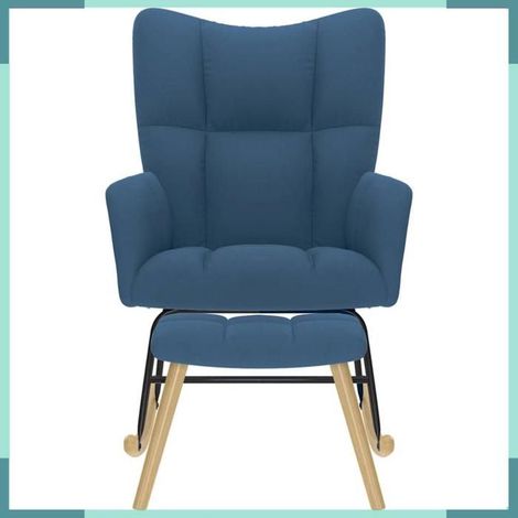 Chaise à bascule avec repose-pied - 4016808 - Bleu tissu - Structure métal - Charge 110 kg (1/5)