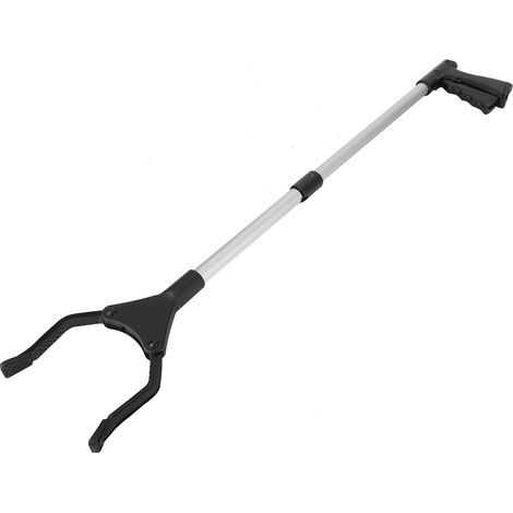 Pince multifonction pliable longue poubelle ramasse-outils de nettoyage hygiène poignée noire tube argenté (1/5)