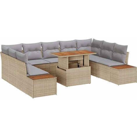 Maison Exclusive - Set da Pranzo per Giardino con cuscino 10 pcs Beige e grigio (1/5)