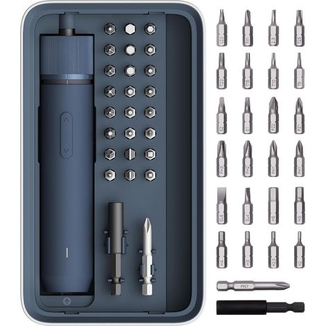 Kit de tournevis électrique, jeu d'embouts amélioré de 25 pièces, rechargeable, 3 réglages de couple, avec éclairage LED (1/5)