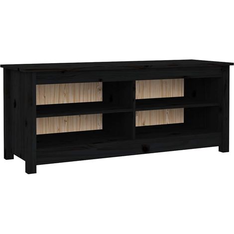 Scarpiera Mobile per scarpe Nera 110x38x45,5 cm in Legno Massello di Pino (1/5)
