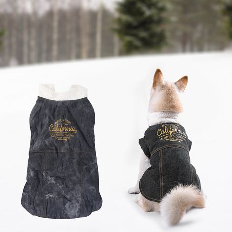 Manteau chaud en coton western noir épais et confortable pour chien, idéal pour l'automne et l'hiver (taille 3XL). (1/5)