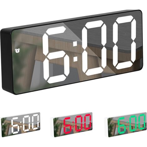 LED-Digitalwecker mit Sprachsteuerung und Temperaturanzeige, Nachttischuhr mit einstellbarer Helligkeit und Spiegelalarm (1/5)