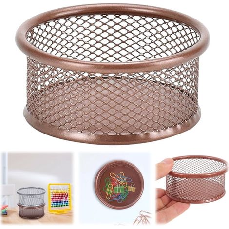 Organizador de clips de papel, dispensador de clips de papel de malla para escritorio, suministros para el hogar y la oficina, organizador de clips para carpetas, esencial para el aula, 3.5" oro rosa (1/5)