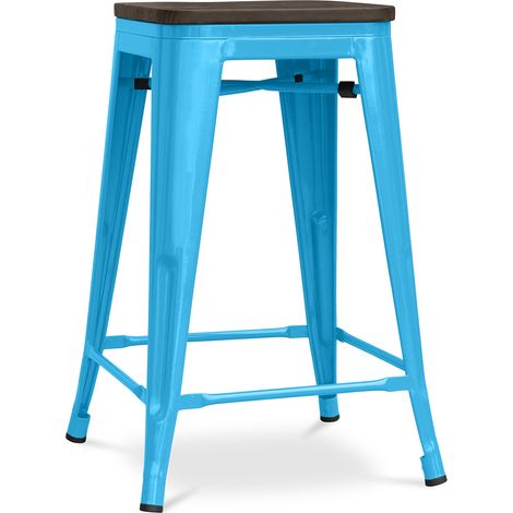 Taburete de Bar - Diseño Industrial - Madera y Acero - 60cm -Stylix