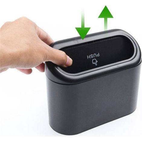 Cestino per auto con coperchio universale, mini cestino per auto a prova di perdite, accessori per sedile anteriore, auto, ufficio, camera da letto, casa con coperchio (1/4)