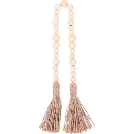 Guirlande Cordon Suspendu Rustique de Ferme de Perles avec Pompons Beige pour Décoration Murale Intérieure et Fête Champêtre (1/5)