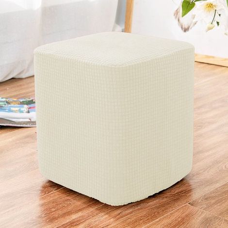 Funda elástica con rejilla tipo gofre para reposapiés de columna cuadrada，funda para taburete cuadrado，estilo minimalista moderno (blanco) (1/5)