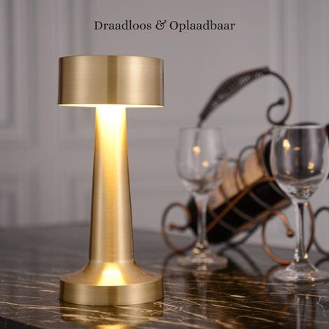DreamGoods Wiederaufladbare Tischleuchte – Kabellos – Wiederaufladbar – Dimmbar – 3 Lichtmodi – Batteriebetrieben – Touch-Bedienung – Schreibtischlampe – Leselampe – Stimmungsleuchte – Dekoration (1/5)