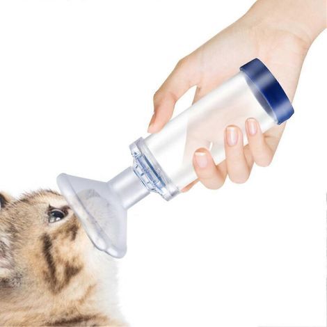 Chambre d'espacement pour inhalateur aérosol pour chien/chat. facilitant la respiration des chats asthmatiques. Deux tailles de masque disponibles pour s'adapter à tous les chats et chiens. - GSL