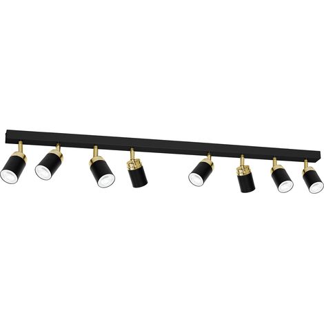 Barre 8 spots orientables noir/or GU10 15W Reno Luminex