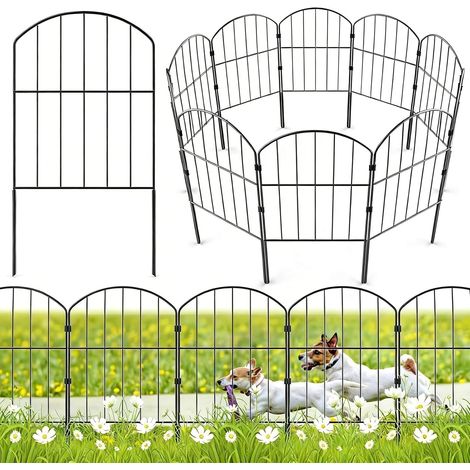Clôture De Jardin, 10 Clôtures Pour Chiens Clôtures à Piquets Arqués Clôture Décoratives En Métal Antirouille Pour Chiens Et Lapins Terrasse Extérieure 61x33 Cm Sans Creuser (1/5)
