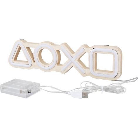 Ortviai Applique Murale en Néon LED pour PS5 – Panneau Luminé en Bois et PVC, Alimentation USB ou Piles, 34,5 x 8,5 cm, Rose (1/5)
