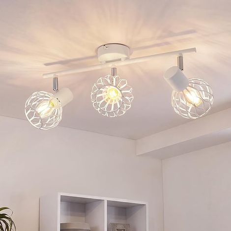 GBLY LED Proyector Techo 3 Luces Lámpara Blanca E14 Metal 350° Giratorio Lámpara Cocina Lámpara Salón Foco Techo Pasillo Plafón Sin Bombilla (1/5)