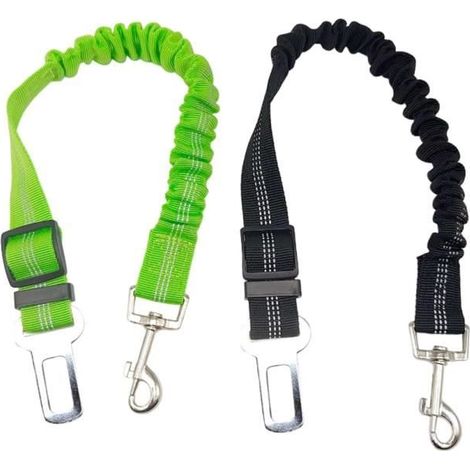 Lot de 2 harnais de voiture pour chien, ceintures de sécurité réglables en nylon élastique de 53 cm, pour voitures, accessoires de (1/4)