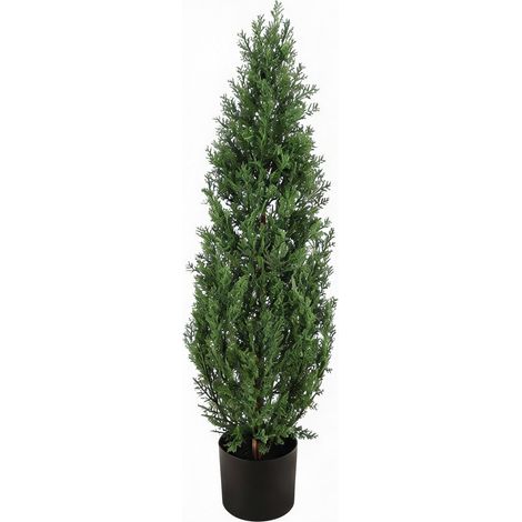 Arbre topiaire artificiel réaliste – Cyprès en pot noir – Décoration intérieure/extérieurérieure, feuillage dense, facile à entretenir, résistant UV – Idéal entrée, terrasse – 4ftH (1/5)