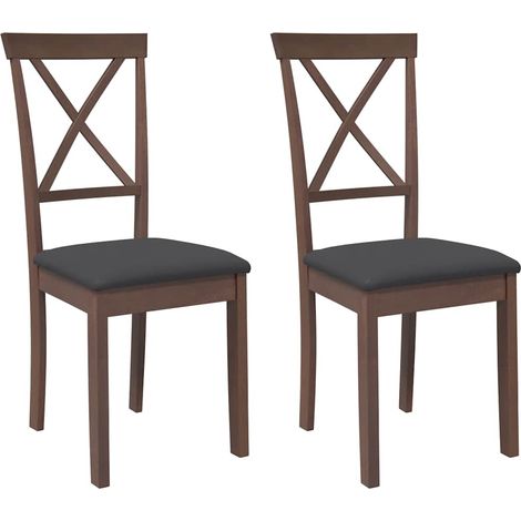 Maison Exclusive - Esszimmerstühle mit Kissen 2 Stk. Braun Massiv
