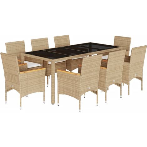 Maison Exclusive - Set comedor jardín 9 pzas cojines ratán sintét (1/5)