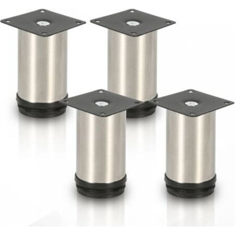 4 gambe per mobili regolabili in acciaio inossidabile, argento, 10 cm, gambe per tavolo in metallo, gambe per mobili