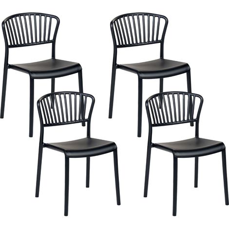 Set of 4 Garden Chairs GELA Black