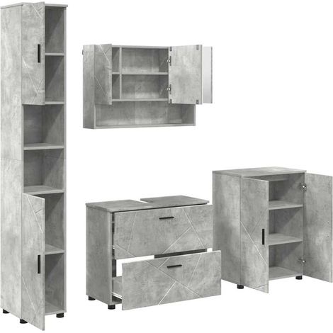 Juego de muebles de baño con cajón 4 pcs Gris Concreto vidaXL (1/5)