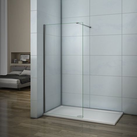 Parete Doccia Walk In Vetro Temperato Trasparente Anticalcare 8 mm Con Barra Stabilizzatrice Tagliabile da 140 cm misura 40x200 cm