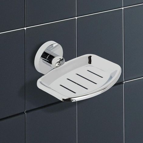 Porte-Savon Mural Adhésif en Métal - Pas Besoin de Perçage - Design Moderne - Porte-Savon ou Éponge, Matériau Acier inoxydable,11.511.55cm (1/5)